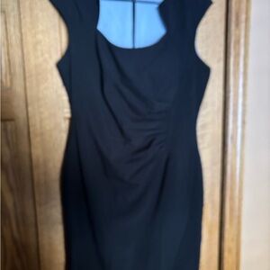 Calvin Klein Women's Sleeveless Black Size 12 Ruched Waist Sheath Dress Classic
